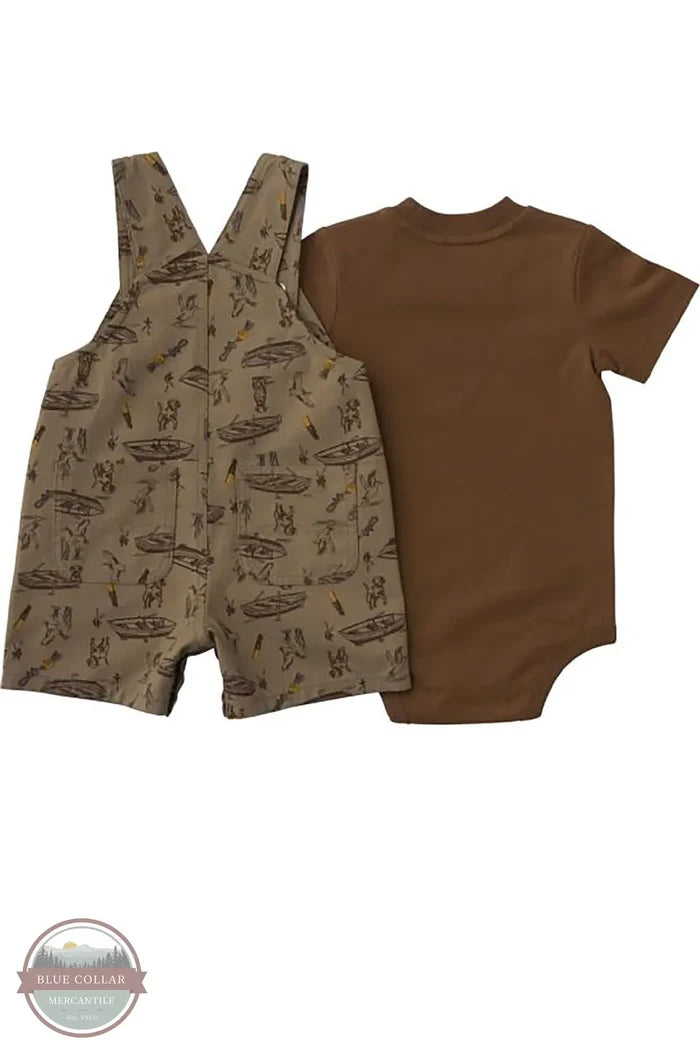 Carhartt CG8112-CT06 Short Sleeve Bodysuit and Canvas Printed Shortall Set back view