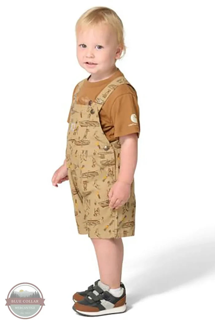 Carhartt CG8113-CT06 Short SleeveT-Shirt and Canvas Printed Shortall Set front view