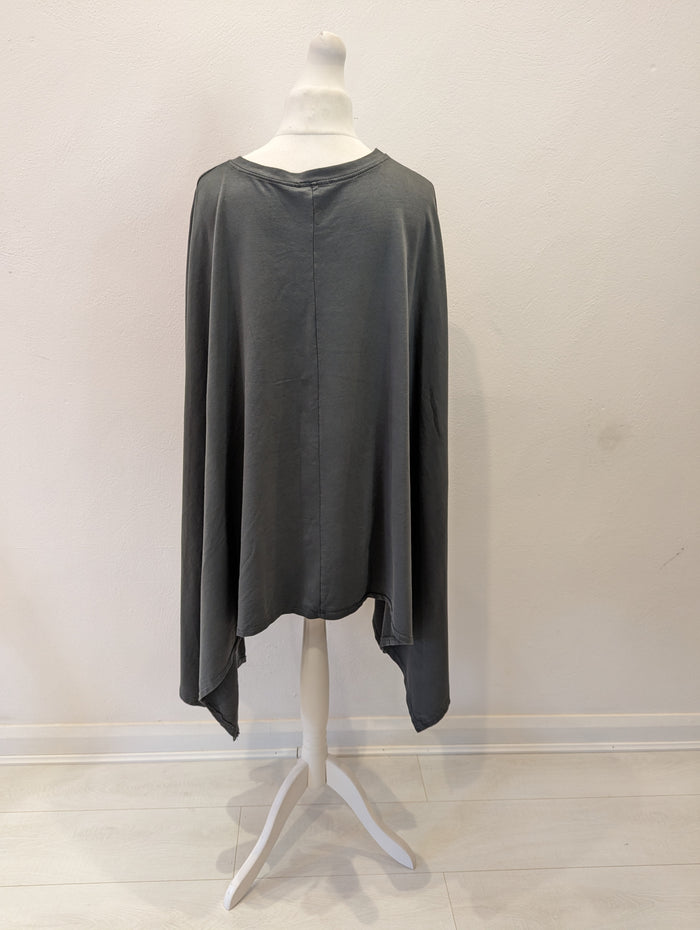 Charcoal Poppy Poncho top