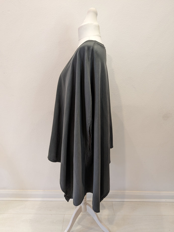 Charcoal Poppy Poncho top