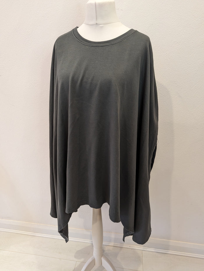 Charcoal Poppy Poncho top