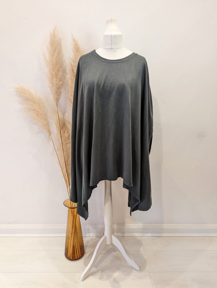 Charcoal Poppy Poncho top