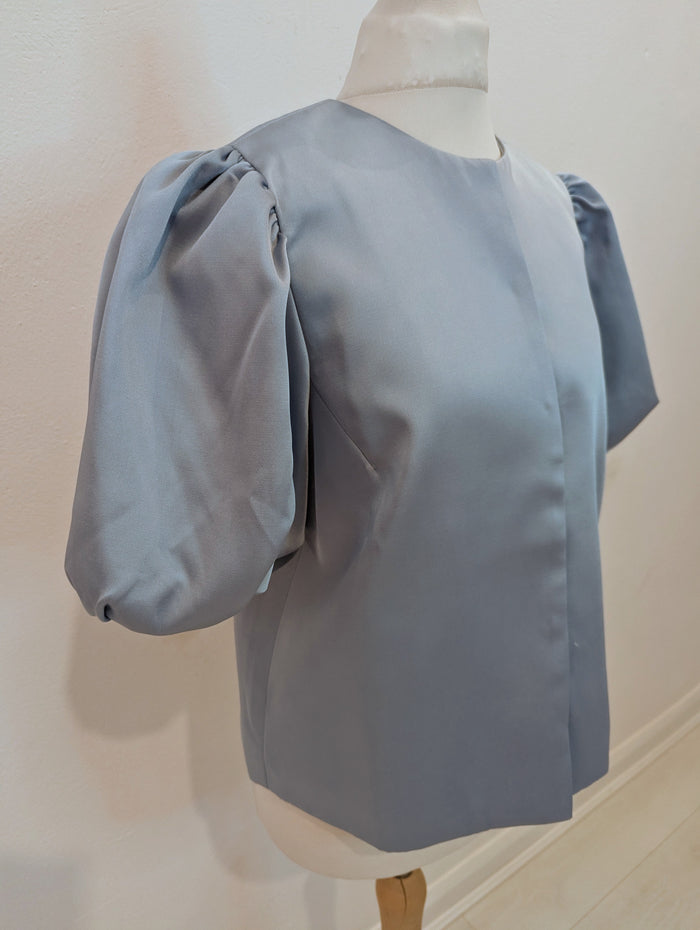 Charlotte & Tess Blue Satin Top S NWT