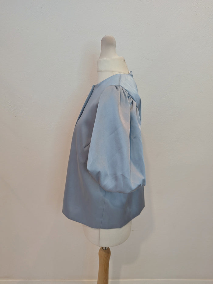 Charlotte & Tess Blue Satin Top S NWT