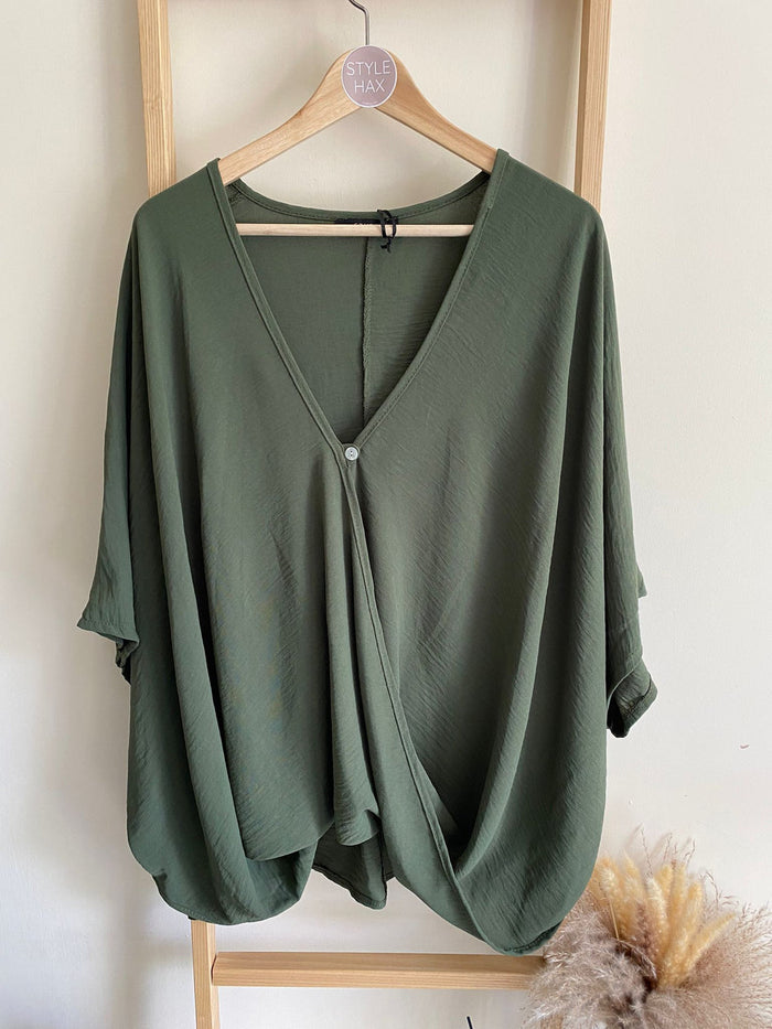 Chelsea draped crossover blouse - khaki