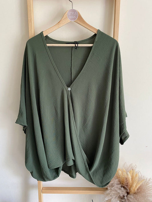 Chelsea draped crossover blouse - khaki