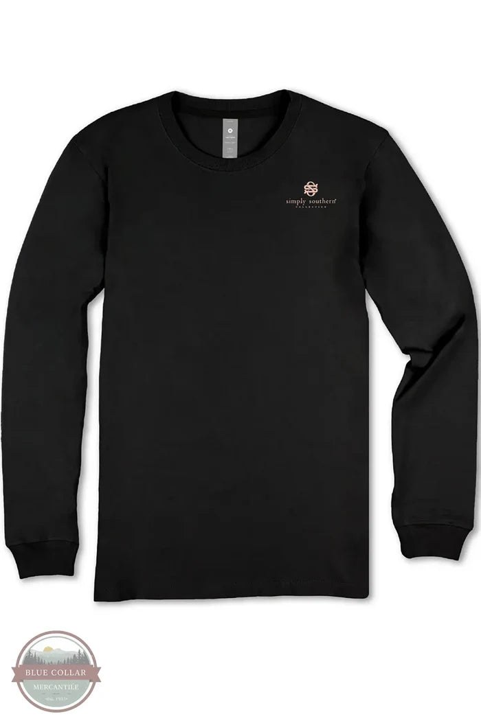 Simply Southern &nbsp;LS-CHILD-BLK "Child of God" Long Sleeve Black T-Shirt front of shirt with pocket print