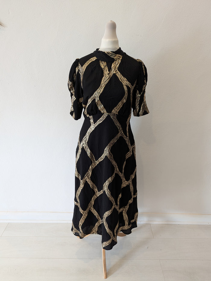Closet Black/Gold print Dress 10