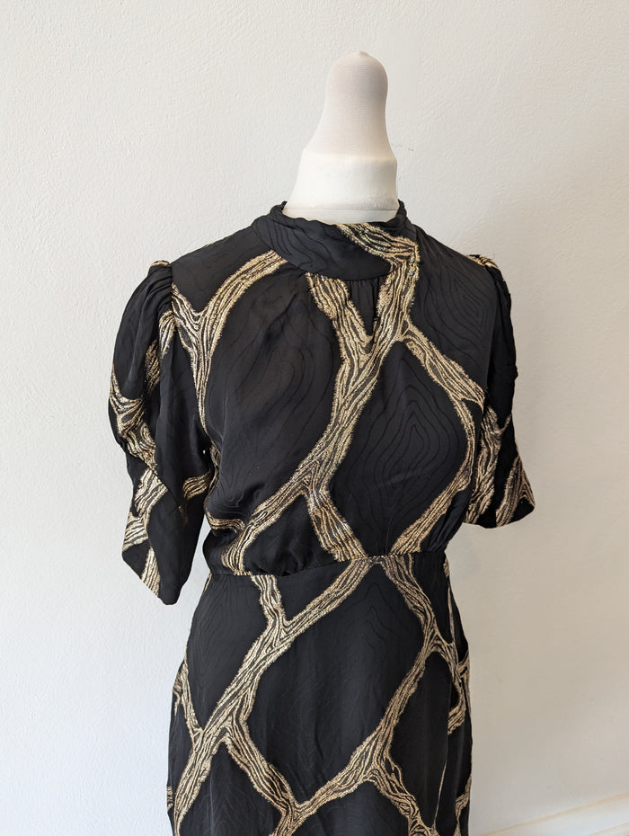 Closet Black/Gold print Dress 10
