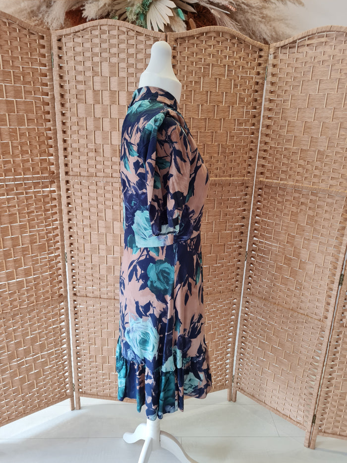Closet London Floral High Neck Dress Size 14