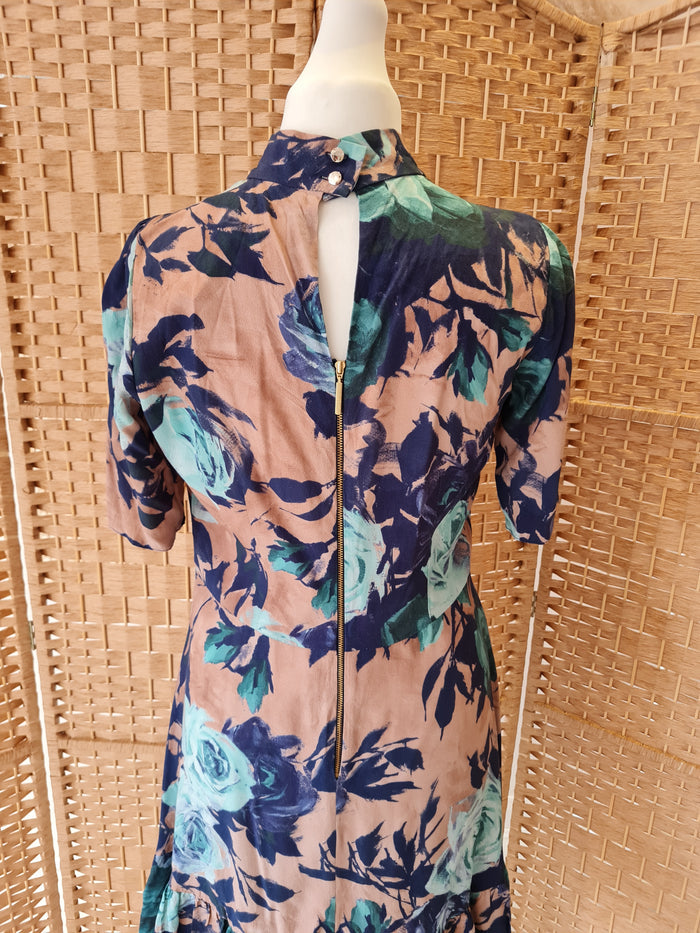 Closet London Floral High Neck Dress Size 14