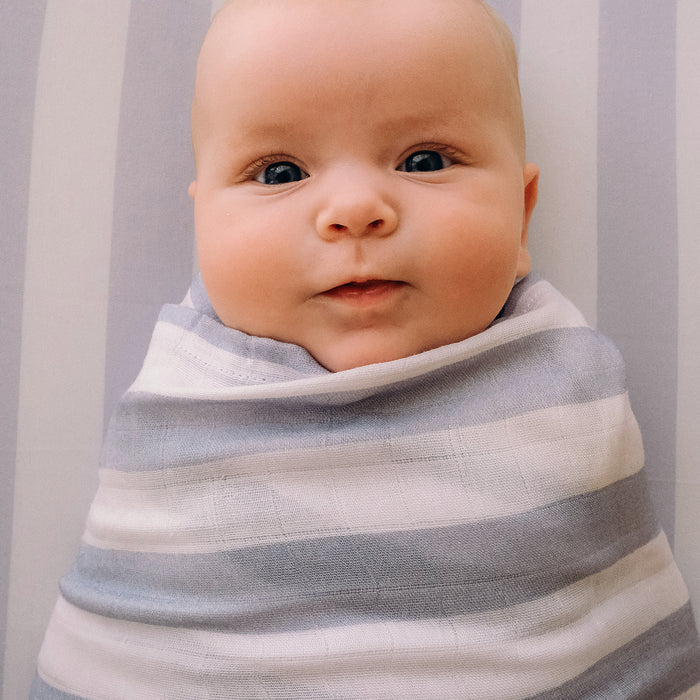 Cloud Stripe Organic Muslin Wrap Swaddle