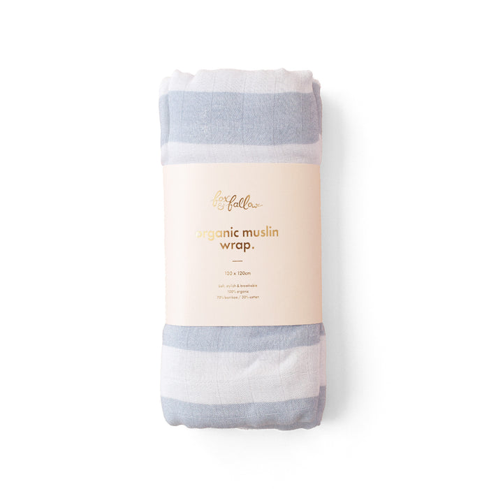 Cloud Stripe Organic Muslin Wrap Swaddle