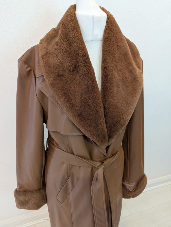 Coast Brown Pleather Coat 18