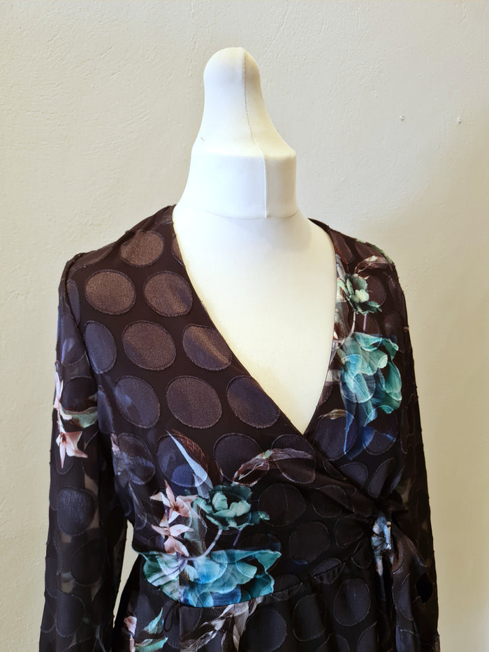 Coast Floral Wrap Dress Size 16
