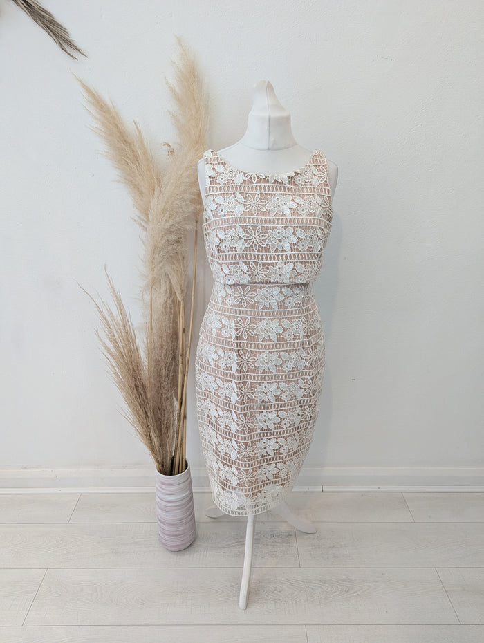 Coast Nude & White Lace Dress 12