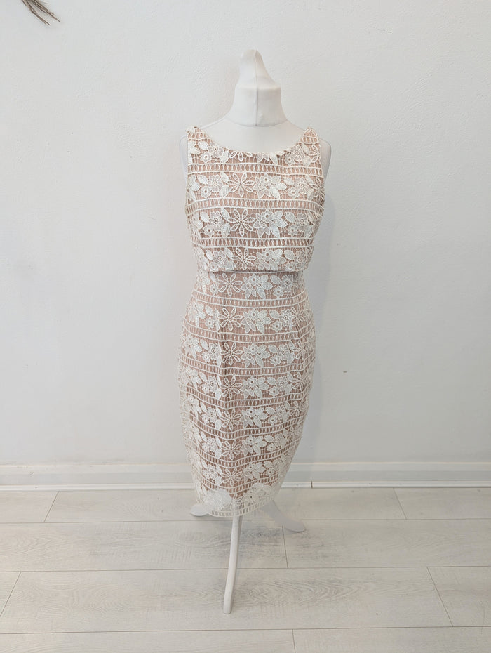 Coast Nude & White Lace Dress 12