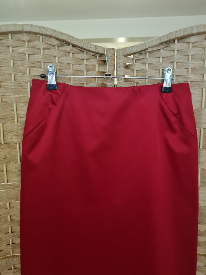 Coast Red satin pencil skirt 8
