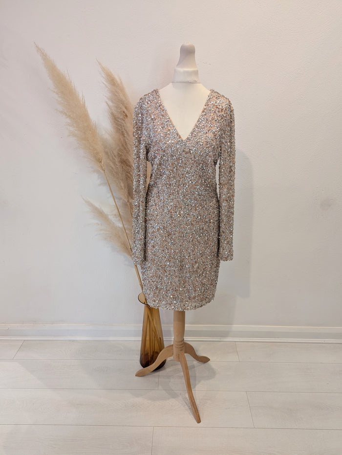 Coast Silver/Rose gold sequin Dress 8