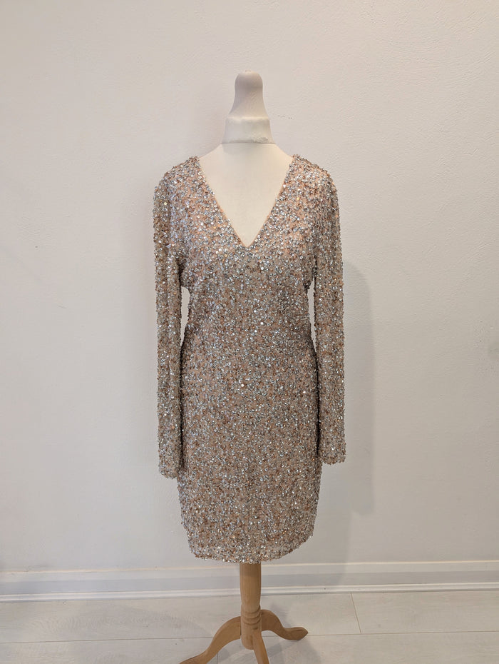 Coast Silver/Rose gold sequin Dress 8