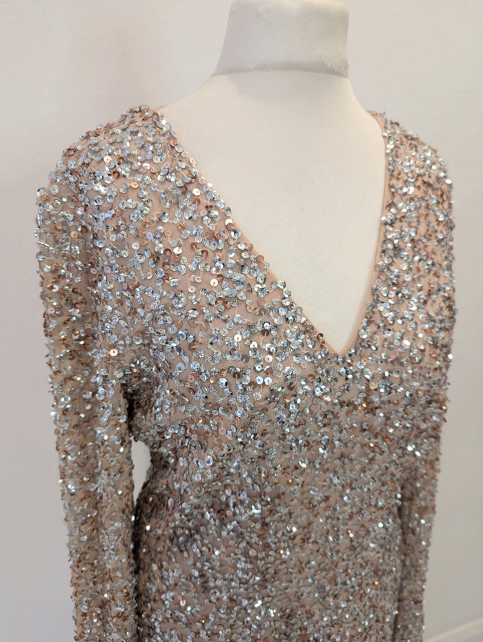 Coast Silver/Rose gold sequin Dress 8