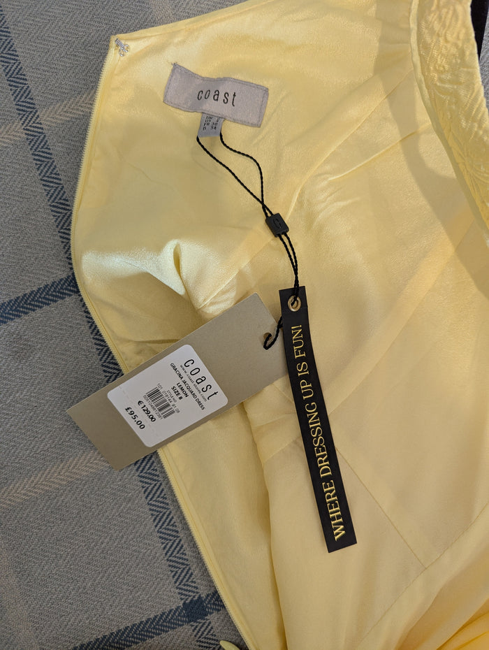 Coast Yellow Jacquard Dress 8 NWT RRP £95