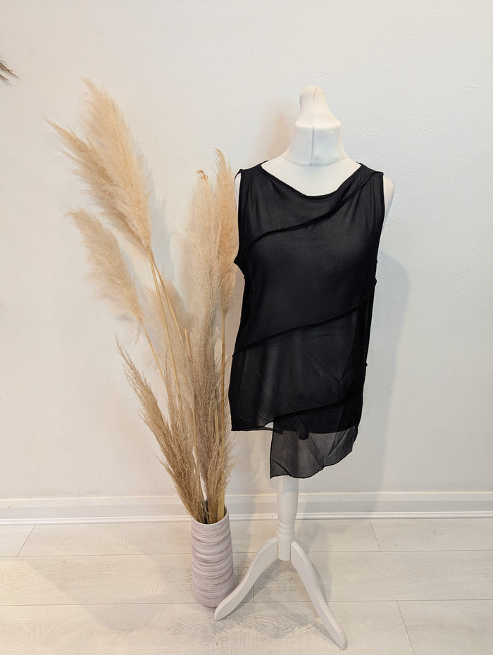 Collusion black sheer sleeveless top 14