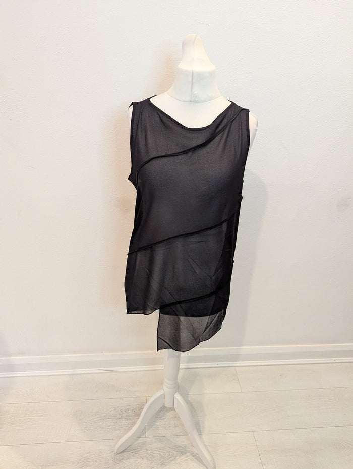 Collusion black sheer sleeveless top 14