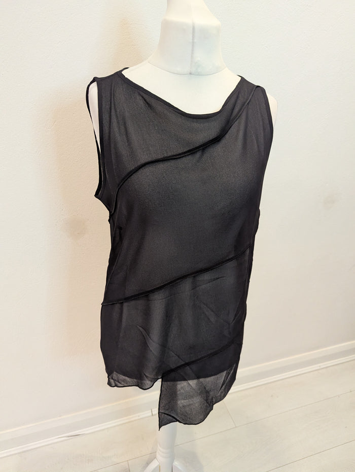 Collusion black sheer sleeveless top 14