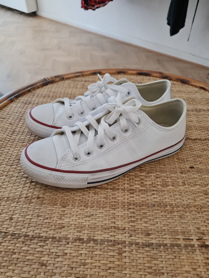 Converse White Leather Trainers 5
