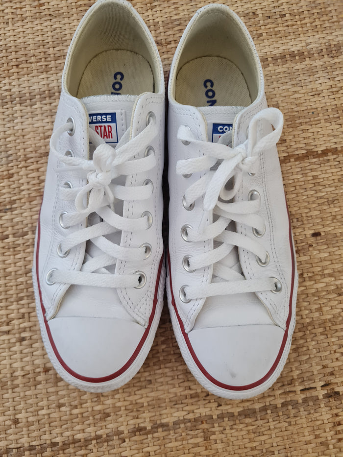 Converse White Leather Trainers 5