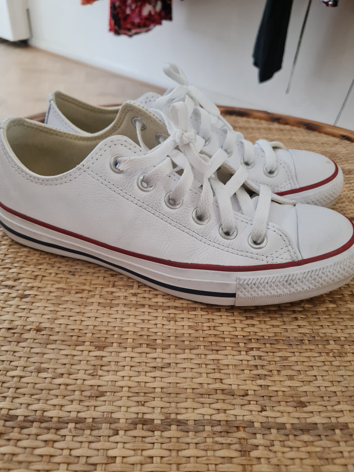 Converse White Leather Trainers 5