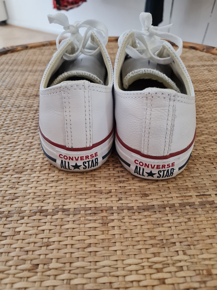 Converse White Leather Trainers 5