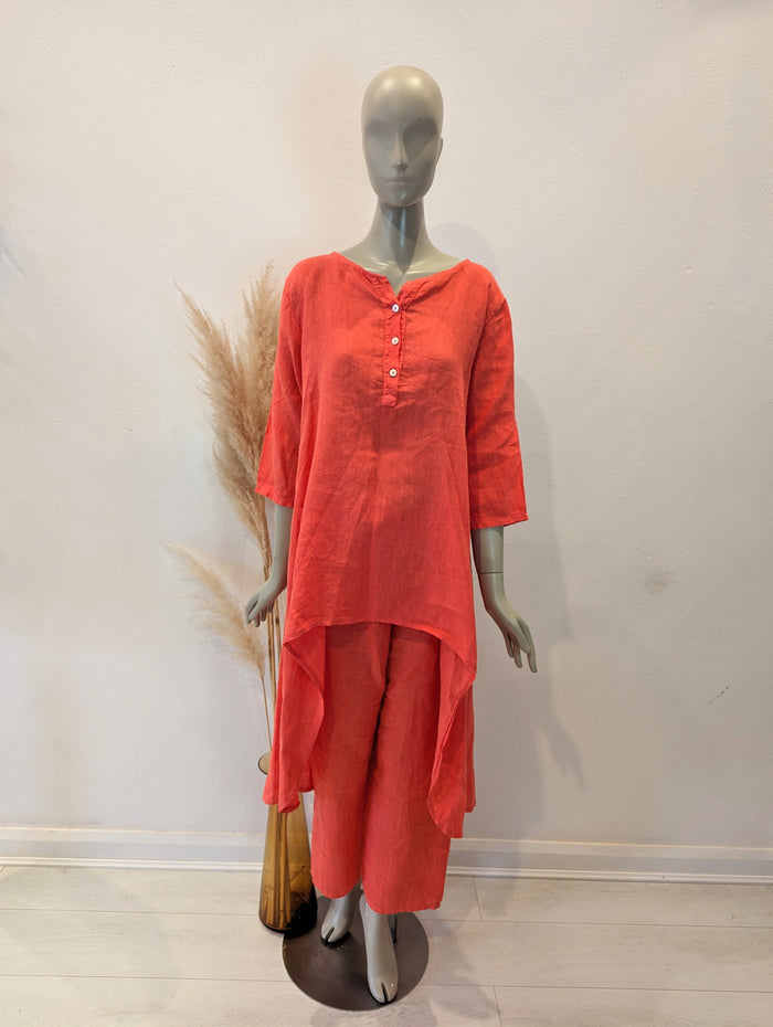 Coral Linen two piece One Size