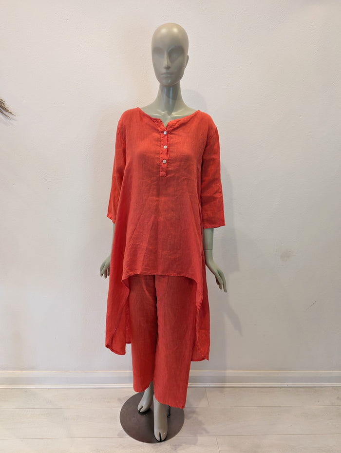 Coral Linen two piece One Size