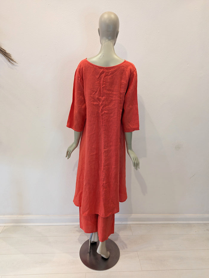 Coral Linen two piece One Size