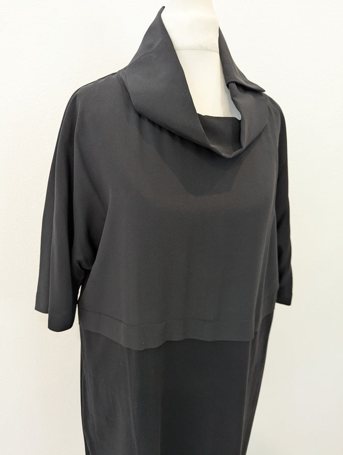 Cos Black Funnel Neck Dress S