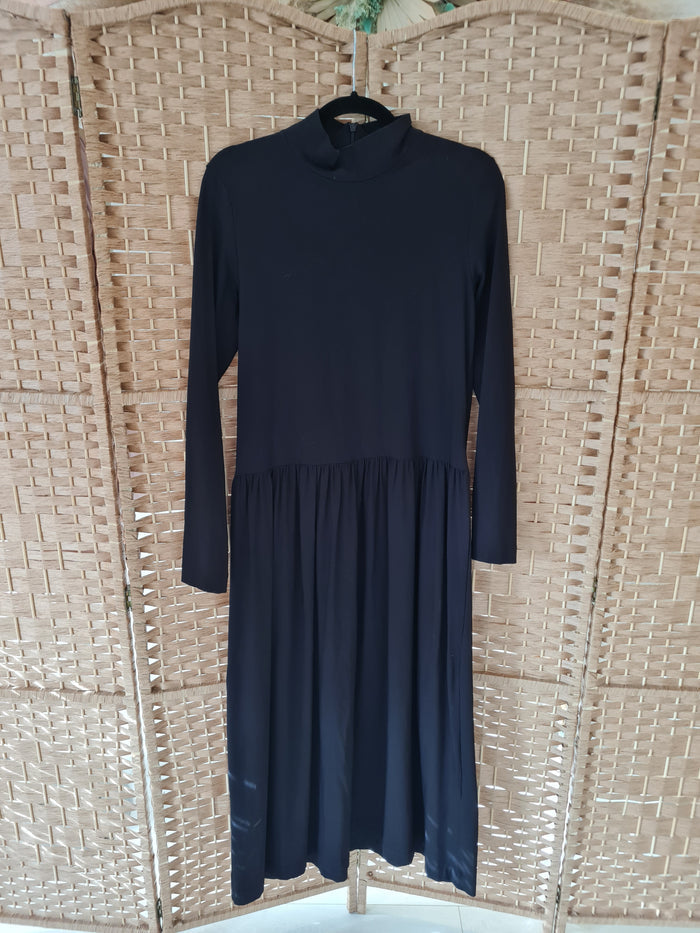 Cos Black High Neck Dress M
