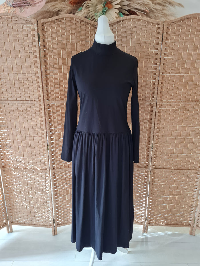 Cos Black High Neck Dress M