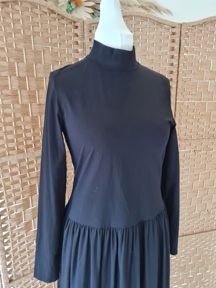 Cos Black High Neck Dress M