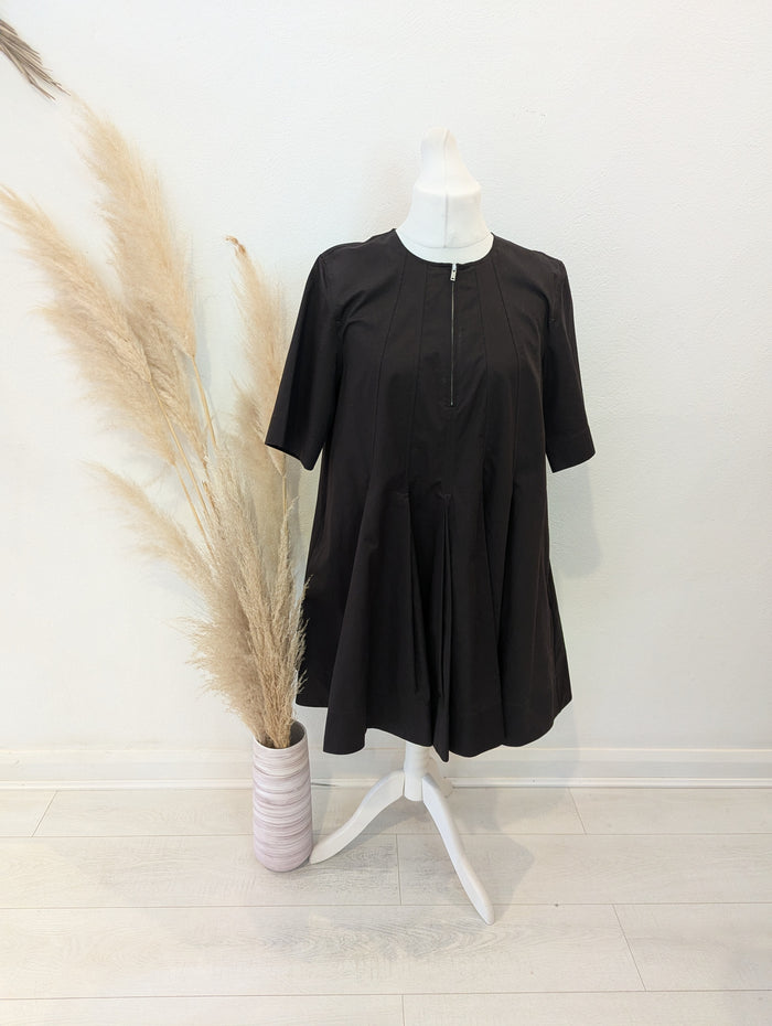 Cos Brown Pleated Zip Dress 12/14