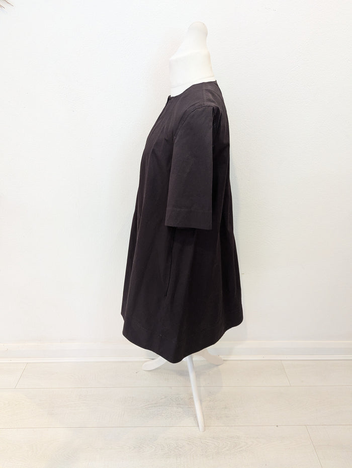 Cos Brown Pleated Zip Dress 12/14