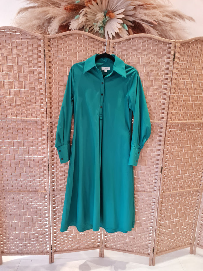 Cos Green Long Sleeve Dress Small