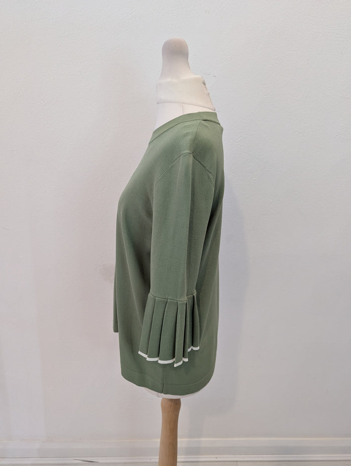 Cos Green Pleated Sleeve Top S NWT £59