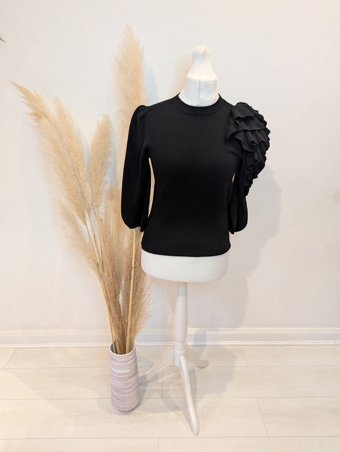 Cos Ruffle Shoulder Merino Wool Jumper M