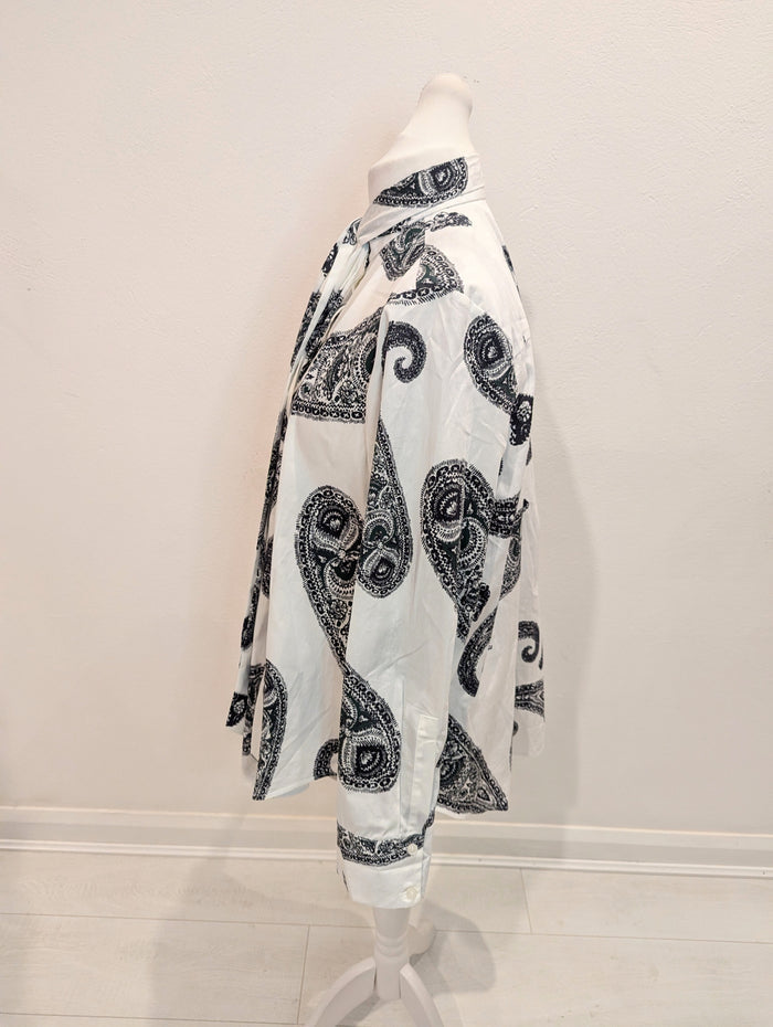 COS White/Black Print Shirt 42