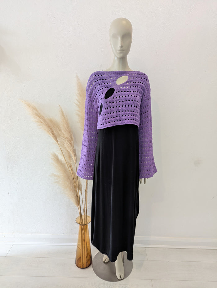 Cover Up Femme Black/ Purple Knit Maxi M