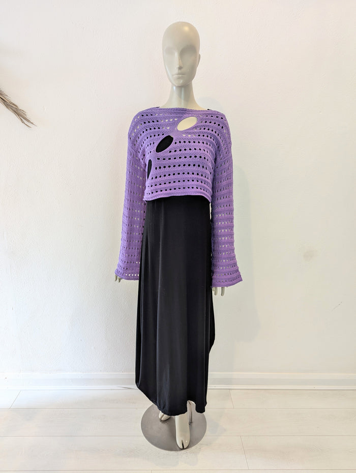 Cover Up Femme Black/ Purple Knit Maxi M
