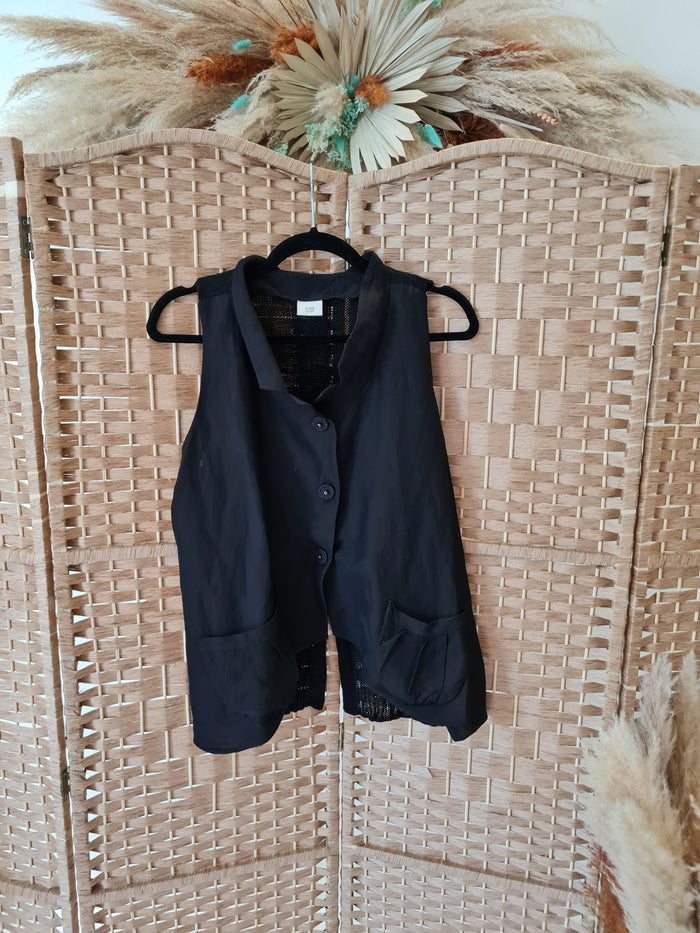 Crea Concept black mesh back waistcoat 44