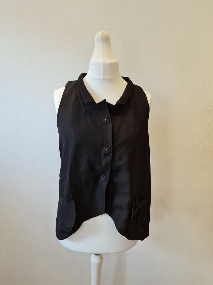Crea Concept black mesh back waistcoat 44